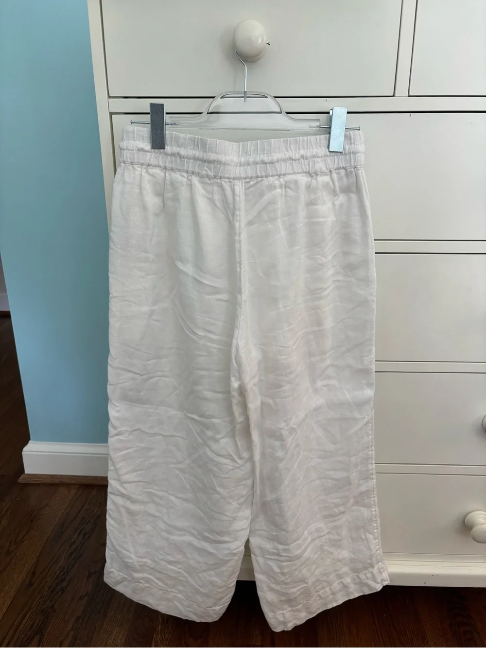 J. Crew White Drawstring Linen Pants